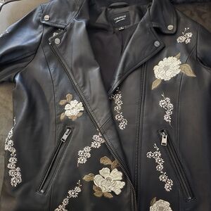Lamarque Black Floral Embroidered Women's Jacket